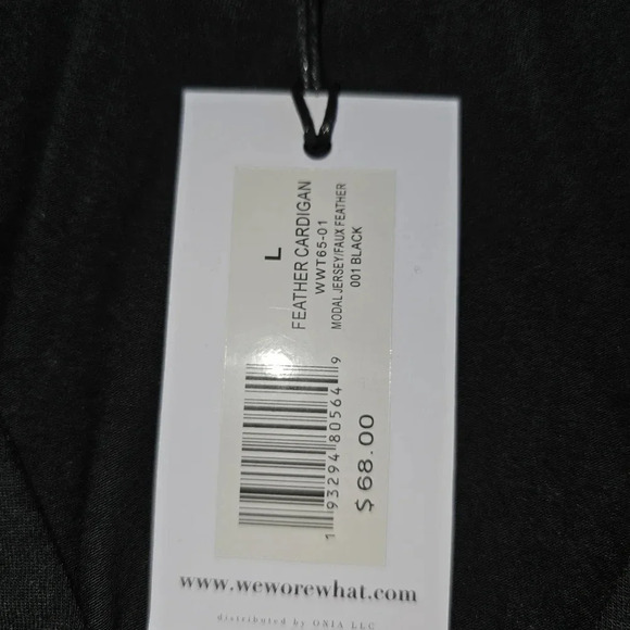 WEWOREWHATBlack Feather Trim Cardigan - Picture 5 of 7